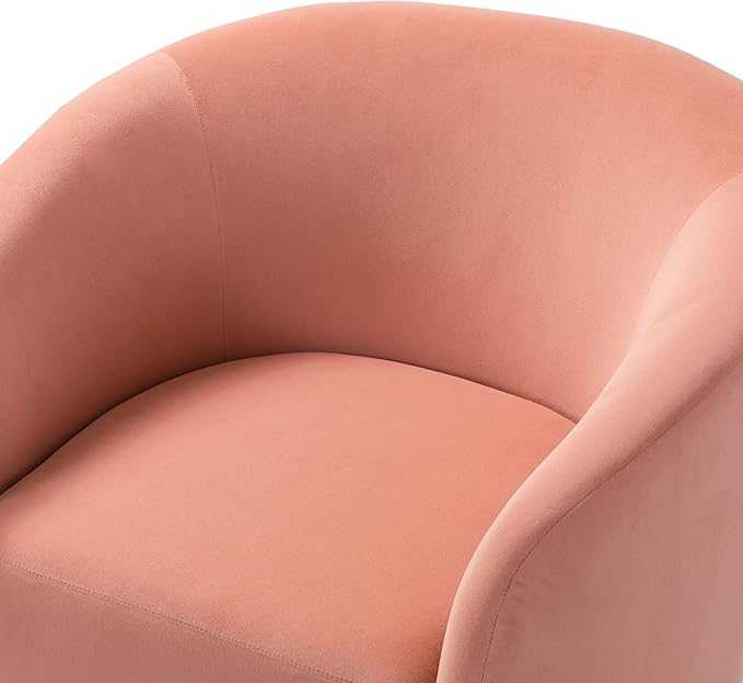 HULALA HOME Swivel Accent Chair with Gold Metal Base Set of 2 Contemporary Velvet Curved Swivel Barrel Chair Upholstered Club Armchair Leisure Single Sofa for Living Room Nursery Bedroom(Pink)