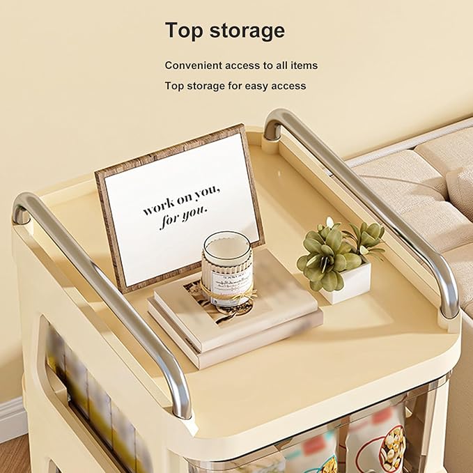 Rolling File Cabinet with Drawers Multifunctional Mobile Filing Cabinet Storage Cabinet with Wheels Large Space for Home Office (2 Tier)