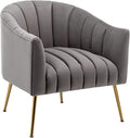 Modern Velvet Tub Chair Armchairs Barrel Accent Dinning Chair with Gold Plated Metal LegsThick Soft Padded Seat for Living Room