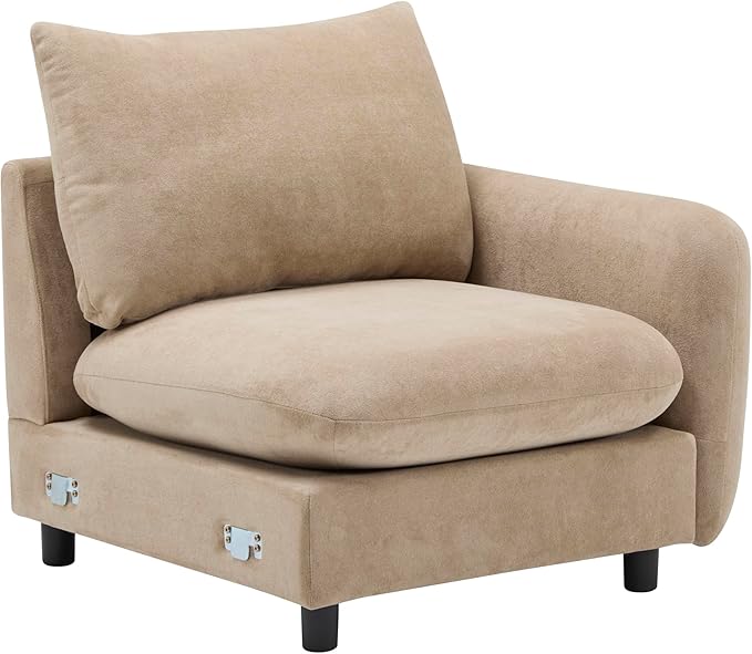 Merax 69 3-Piece L Shaped Modular Sectional Sofa with Ottoman Free Combination Velvet Upholstered Sofa Couch with Removable Cushions and Pillow Back for Living Room Office Easy Assembly Camel