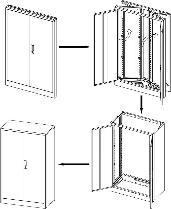 Ball &amp Cast 41.97 Metal Storage Cabinet with Locking Doors and Adjustable ShelfFolding Filing Cabinets w/Solid Steel Tube Locking Shaftfor Home OfficeSchoolGarageWhite
