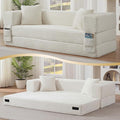GNIXUU 78.7 Boneless Convertible Sleeper Sofa Bed 4-in-1 Folding Corduroy Futon Couch Bed Oversized Loveseat Modular Floor Mattress Couch for Living Room Bedroom Lounge No Assembly Beige