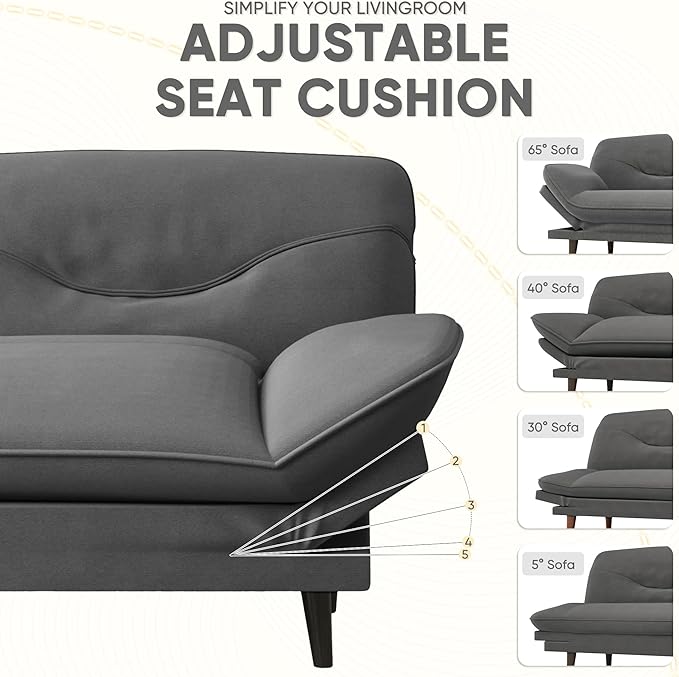 JUMMICO Convertible Futon Sofa Bed Sleeper Futon Couch with Adjustable Backrest and Armrests Modern Loveseat with Sturdy Wood Frame for Small Spaces Apartments (Fabric Dark Gray)