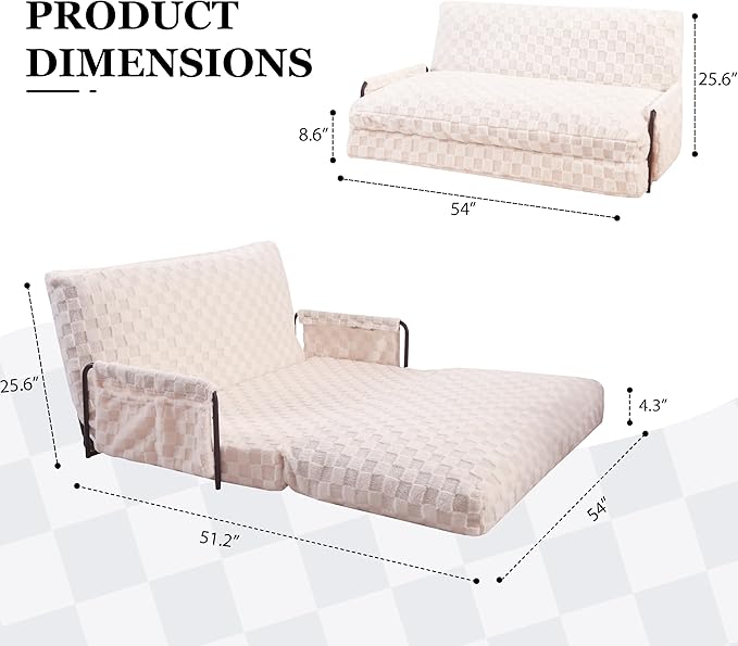 YOSHOOT Adjustable Lazy Floor Sofa 5-Position Foldable Sleeper Chair with Armrest for Reading Gaming - Convertible Bean Bag Sofa Bed Couch