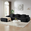 110 Cloud Sectional Couches for Living Room Modern Modular L-Shape Sofa Couch with Chaise 3 Seater Modular Sectional SofaNo Assembly Required (114Black)