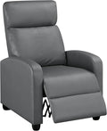 Topeakmart Single Recliner Chair PU Leather Recliner Sofa Padded Seat Club Chair for Living Room Home Theater Seating Silver Gray