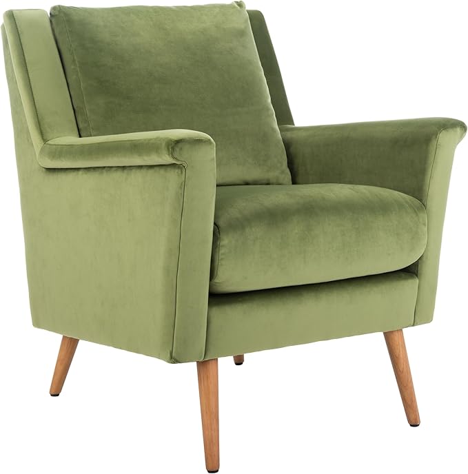 Safavieh Home Astrid Navy and Natural Oak Mid-Century Arm Chair