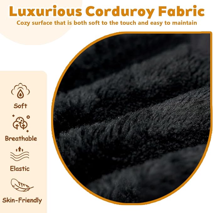 63 Sofa in a Box Compressed Boneless Couch with Wide Armrests &amp 2 Cushions Cloud loveseat Sofa for Living Room Memory Foam Deep Seat Corduroy Fabric No Assembly (Black 2)