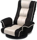Linen Fabric Ergonomic Gaming Chair 6-Position Reclining Sofa Bed with Lumbar Support Foldable Floor Lounger with Thick Cushion Armrests &amp Side Pockets for Esports Reading Napping (Brown + Be