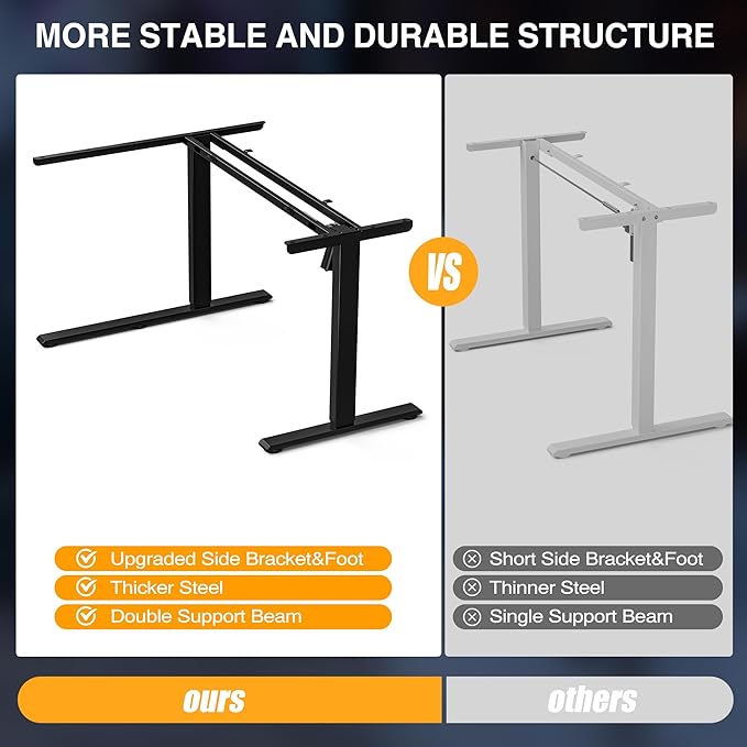 51 Reversiable L-Shaped Electric Standing Desk Adjustable Height Gaming Stand Up Corner Desk Sit Stand Home Office Computer Desk with Splice BoardBlack Carbon Top