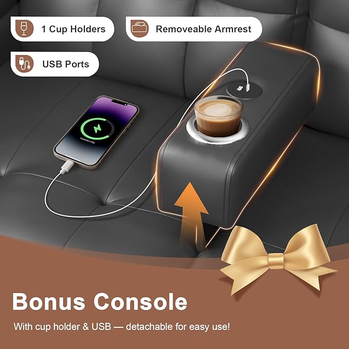 Reclining Loveseat 55.1 RV PU Leather Wall Hugger Recliner Love Seats Sofa with Charging Station Removable Armrest Cup Holder Double Recliners Couch Manual Love Seat for Living Room