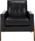 SAFAVIEH Home Collection - Roald Accent Chair Black Faux Leather Tufted Seat &amp Antique Brown Solid Wood Frame (ACH6209D)