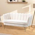 Aoiy &amp Wifon 59 W Comfy Small Loveseat for Small Spaces Upholstered 2-Seat Settee Loveseat with Metal Legs Chenille Beige