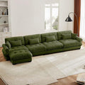 166 Oversized Couch 4 Seater Modular Sectional Sofa Olive Green Large L Shaped Sectional Couches for Living Room Fluffy Couch Set 4 Seater Velvet Cloud with Ottoman Sofas for Living Room