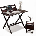 Bamboo Foldable Desk 31 Portable Oversized Desk with 3 Adjustable Heights Home Office Computer Desk with Reading Shelf Perfect Furniture for Living Room &amp Bedroom No Assembly (Walnut)