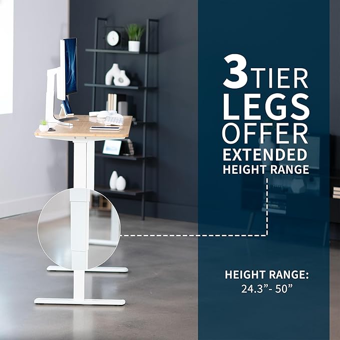 VIVO Electric 60 x 24 in Dual Motor Sit Stand Desk Memory Height Adjustment 2B Series Bamboo Top White Frame DESK-KIT-2W6O
