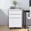 White 3 Drawer Mobile File Cabinet with Lock Under Desk Storage Metal Filing Cabinets for Home Office Organizer Letters/Legal/A4 Fully Assembled (White)