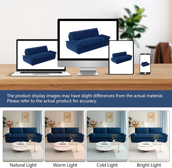 73.2 Queen Size Sofa Bed 3 in 1 Convertible Pull Out Sleeper Sofa with Thicked Cushions and Side Storage Velvet Loveseat Couch for Home Living Room Bedroom Apartment Lounge Small Spaces Blue