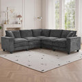 97 5 Seater L Shaped Couch Corner Sofa Oversized Cloud Couch with 2 Pillows Chenille Modular Sectional Sofa Armrests with Two Hidden Storage Space Sectional Couches for Living Room Dark Grey