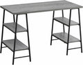 Computer Desk Home Office Laptop Storage Shelves 48 l Work Grey Laminate Black Metal Contemporary Modern II842