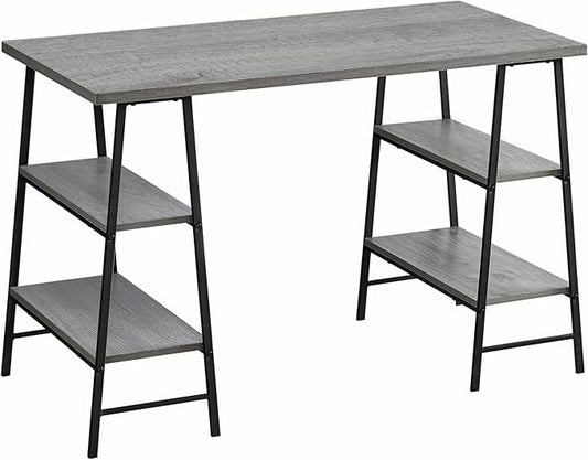 Computer Desk Home Office Laptop Storage Shelves 48 l Work Grey Laminate Black Metal Contemporary Modern OY451