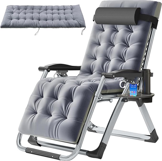 ABORON Lounge Chair for Living Room Adjustable Folding Recliner Chair with Cushion Perfect for Living Room/Bedroom/Office