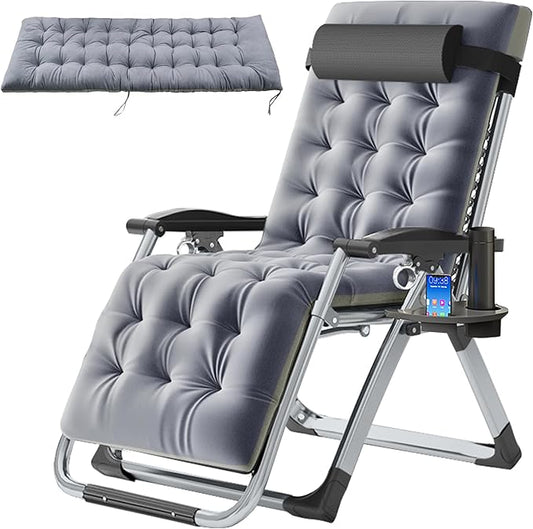 ABORON Lounge Chair for Living Room Adjustable Folding Recliner Chair with Cushion Perfect for Living Room/Bedroom/Office