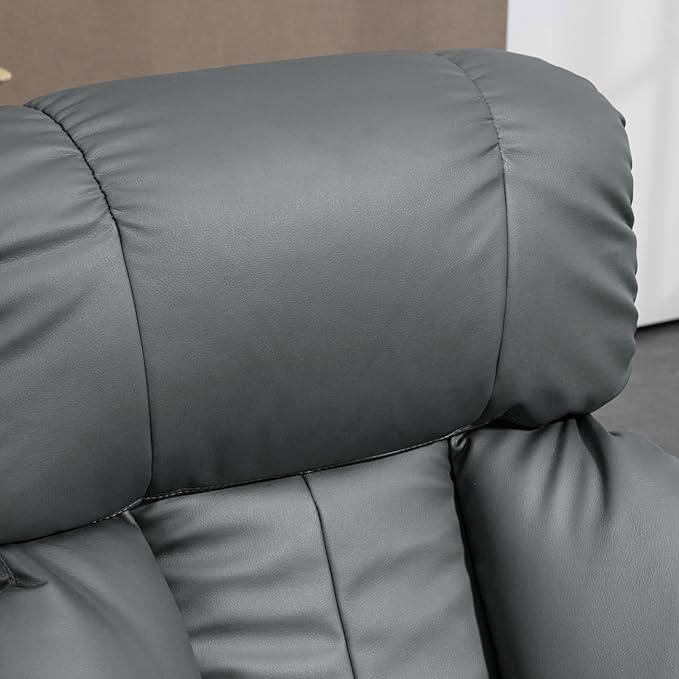 Faux Leather Manual Recliner with Swivel Wood Base and Padded Armrest Comfortable Chair for Living Room Seating.