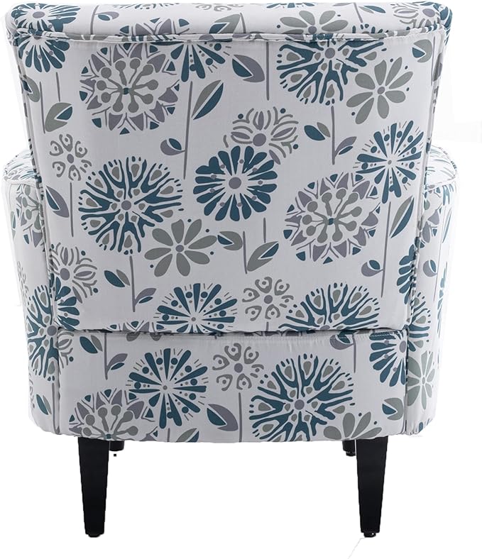 Generic Armchair Modern Accent Sofa with Linen SurfaceLeisure Chair with Solide Wood feet for Living Room Bedroom StudioWhite Blue