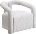 Pemberly Row Modern Accent Arm Chair Cream Boucle Fabric Upholstery 33 L x 28 D x 28 H Medium Firm Seating Fully Assembled Elegant Contemporary Chair for Living Room or Bedroom