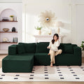 PUREMIND 106 Cloud Sectional Couch for Living Room Corduroy L Shape Sofa with Deep Seat Modern Green Couches Modular Boneless Foam Couch Corner Couches No Assembly Required