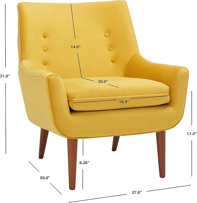 SAFAVIEH Home Collection Amina Mid-Century Modern Gold Velvet Accent Chair