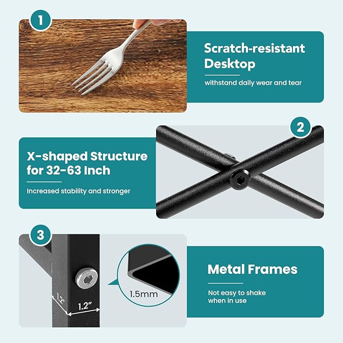 OLIXIS Small Computer Desk for Home Office 32 Inch Writing Desk for Small Spaces Study Table with X-Shaped Reinforcement Sturdy Bedroom Table with Scratch-Resistant Tabletop &amp Metal Frame Rust