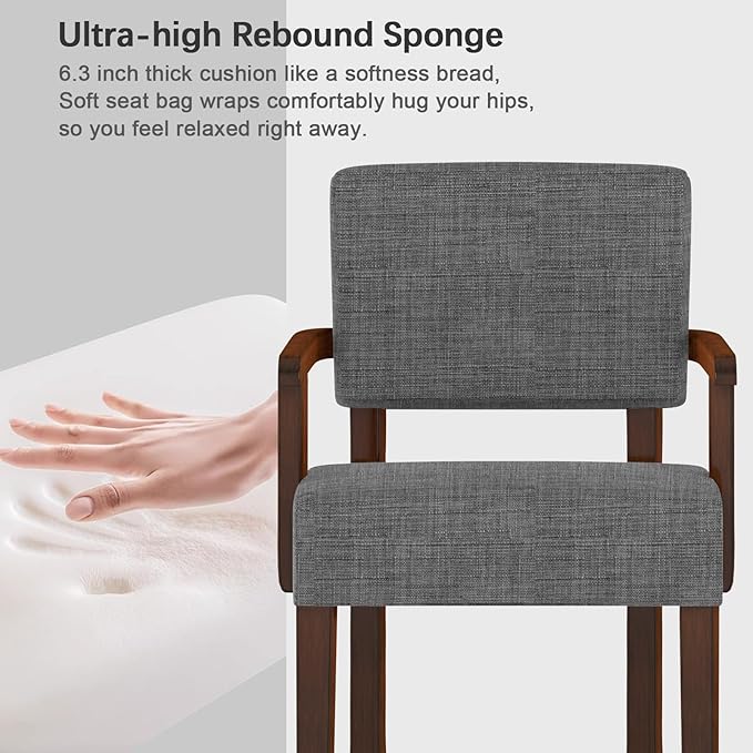 Mid Century Modern Accent ChairArmchairs with Solid Wood Frame and LegsUpholstered Reading Leisure Chair for Living RoomBedroomOfficeWaiting Room (Gray)