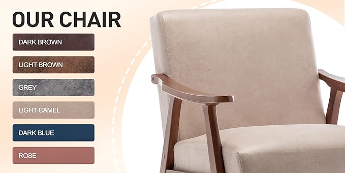 Velvet Upholstered Living Room Chair with Extra-Thick BackrestAccent Seat w/Solid Wood FrameMid-Century Modern Wingback Armchairfor BedroomReadingLounge