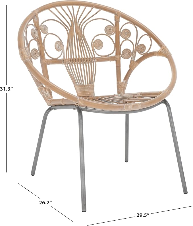 Safavieh Home Collection Carlson Grey and White Rattan Round Accent Chair