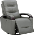 CHITA Genuine Leather Power Swivel Glider Rocker Recliner FSC Certified Mid Century Modern Recliner Chair for Adults Adjustable Power Headrest for Nursery and Living Room Haze