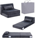 Tiita Convertible Folding Kids Sofa Bed with Pillow &amp Storage Bag Plush Fabric Floor Mattress Couch Bed Washable Cover Kids Room Playroom Dorm Apartment Navy