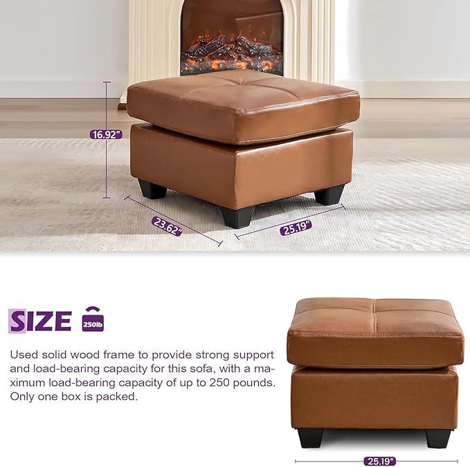 TYBOATLE Oversized Accent Chair with Ottoman Wide Chaise Lounge Chair Indoor Mid-Century Modern Armchair with Pockets Leather Comfy Chairs for Bedroom Living Room Office (Brown)