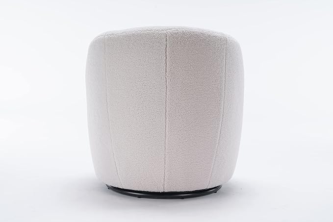 Modern Swivel Accent Armchair Comfy Round 360° Swivel Chair with Armrest Round Accent Chair for Living Room Bedroom Office (Upholstered Ivory White)