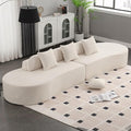 129.9 Oversized Sectional Sofa for Living Room Modern Curved Couch Compressed Modular Cloud Sofa Boneless 4 Seater Couch Large Sectional for Office Apartment- Beige