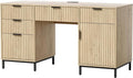 55 Large Fluted Executive Desk with File Drawer Computer Desk with Storage and Charging Station Modern Wooden Home Office Desk for Workspace Writing Study Light Oak