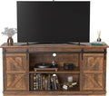 JUMMICO TV Stand for 65 Inch TV Entertainment Center with Storage Cabinets and Sliding Barn Doors Mid Century Modern Media TV Console Table for Living Room Bedroom (Rustic Oak)