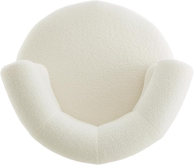 Christopher Knight Home Kayah Upholstered 360° Swivel Accent Chair Teddy Fleece Swivel Barrel Chair Modern Vanity Chair for Living Room Bedroom White