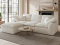 Cloud Sectional Couches for Living Room 4 Seater Cloud Modular Couch Boneless Comfy Sofa for Apartment L Shaped Corduroy Sectional Sofas with Ottoman Cream
