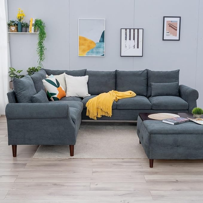 Panana 6 Seater Corner Sofa Modern Classic Design L shaped Couch Settee for Living Room