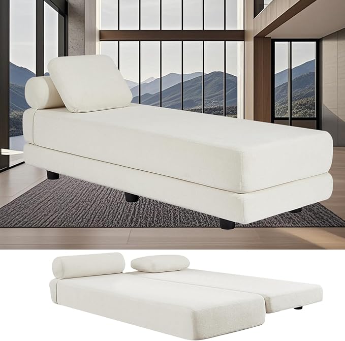 Upholstered Daybed30'' Wide Convertible 60 Day Bed Twin to QueenExtendable Sofa Bed for Small SpaceGuest Room Living Room or Office (Beige)