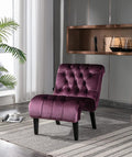 KINFFICT Velvet Accent Lounge Chair for Living Room Modern Leisure Chair with Tufted Backrest Indoor Armless Side Chair Upholstered Bedroom Sleeper Chairs with Solid Wood Legs