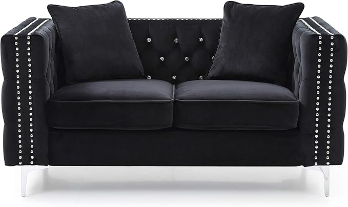 Glory Furniture Paige Love Seat Black. Living Room Furniture 30 H x 63 W x 34 D