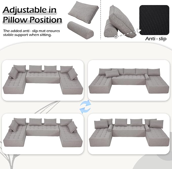HOMREST 77 Boneless Loveseat Sofa Oversized 2 Seater Couch for Small Space &amp Apartment No Assembly Upholstered Foam Cloud Chair for Living Room Studio &amp Gaming Room (Grey)